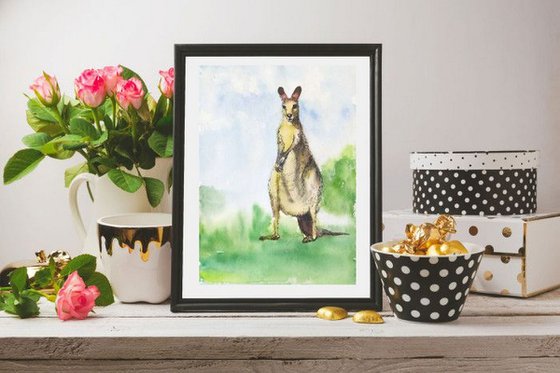 Kangaroo Ink and watercolor