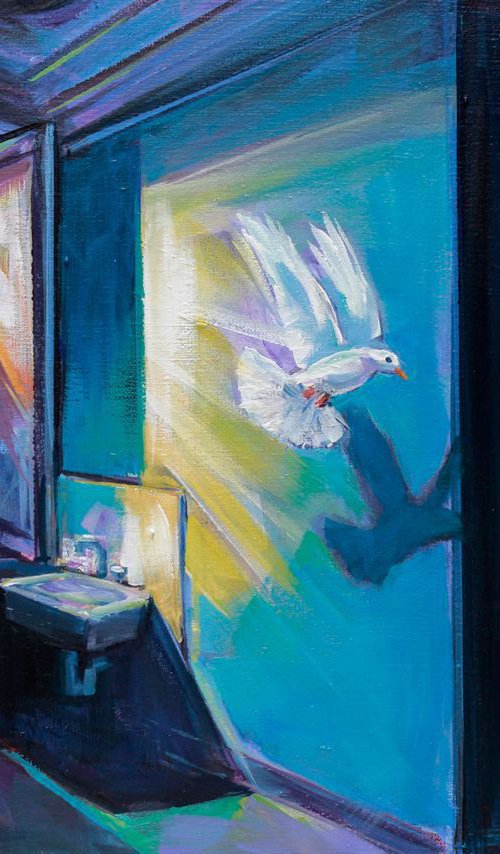 Flying Pigeon - 46x33 cm by Trayko Popov