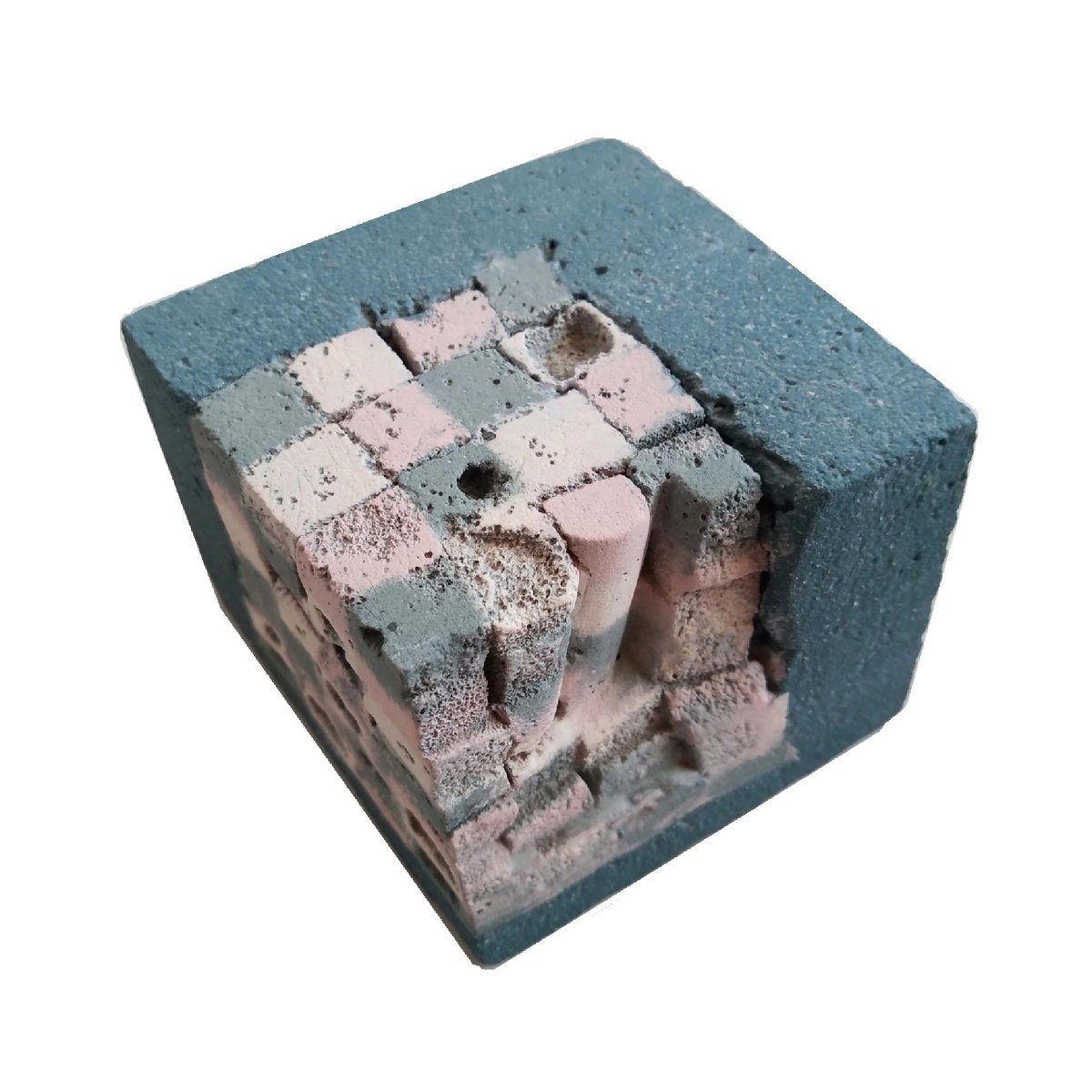 Geometric Abstract Clay Sculpture By Rossitza Trendafilova, 3 X 2", "Archeology", Original Artwork