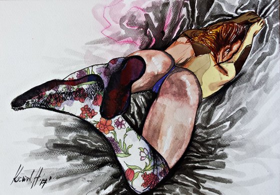 Girl with floral socks