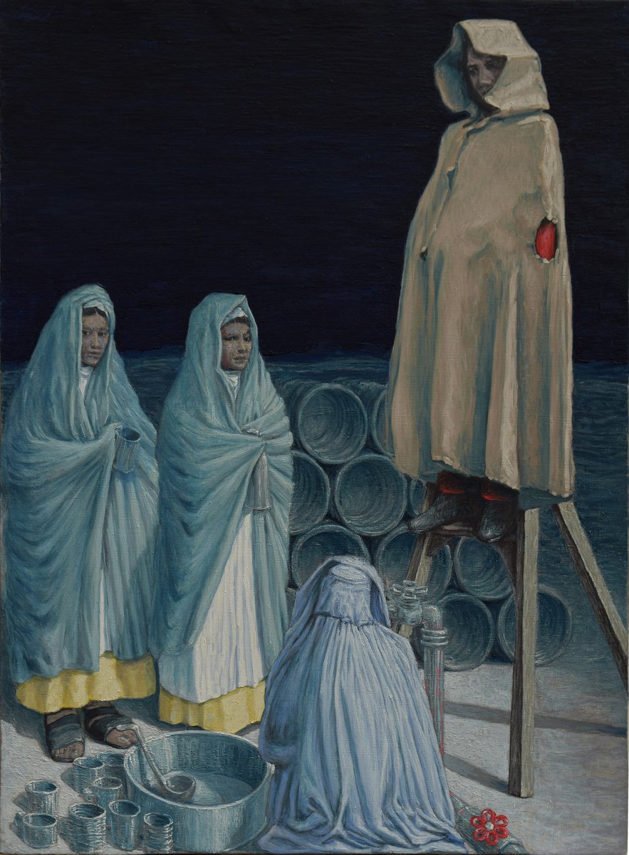 Portrait Oil Painting By Antonio Mele, 33 X 45, Work Without Water, Original Artwork