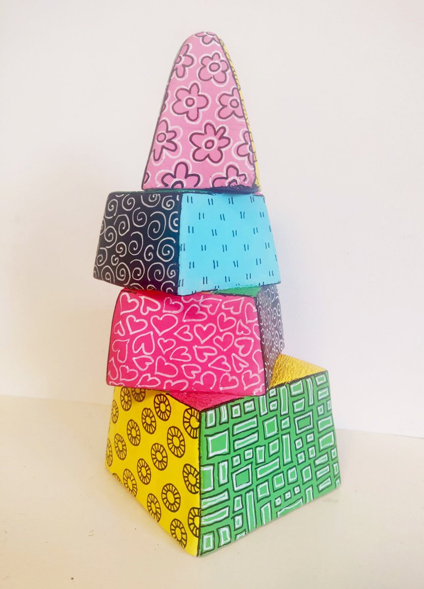 Naive Abstract Clay Sculpture By Vio Valova, 5 X 8", Christmas Tree, Original Artwork