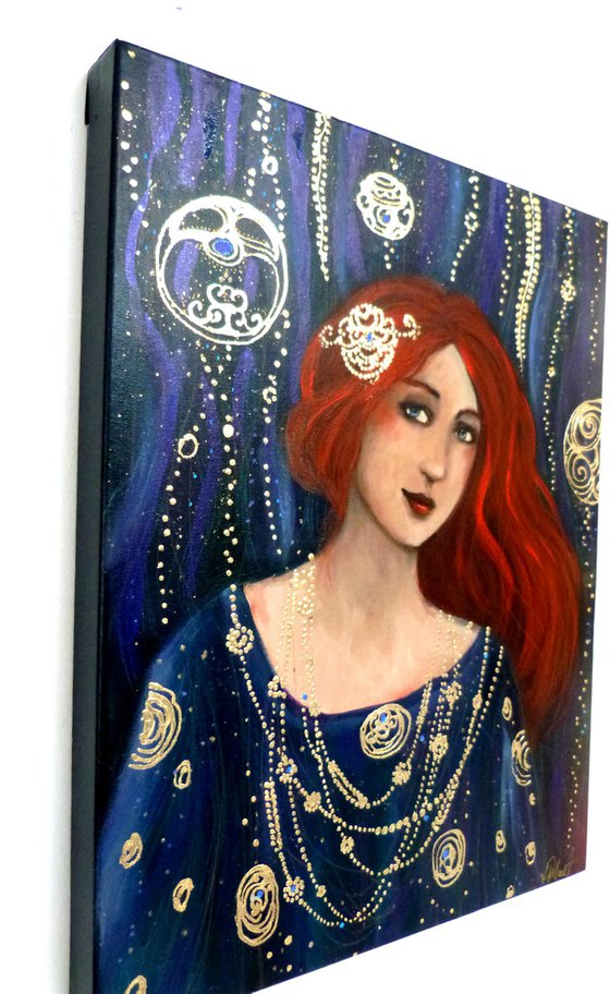 Vienna Blue 40 x 50 cm. a tribute to Klimt