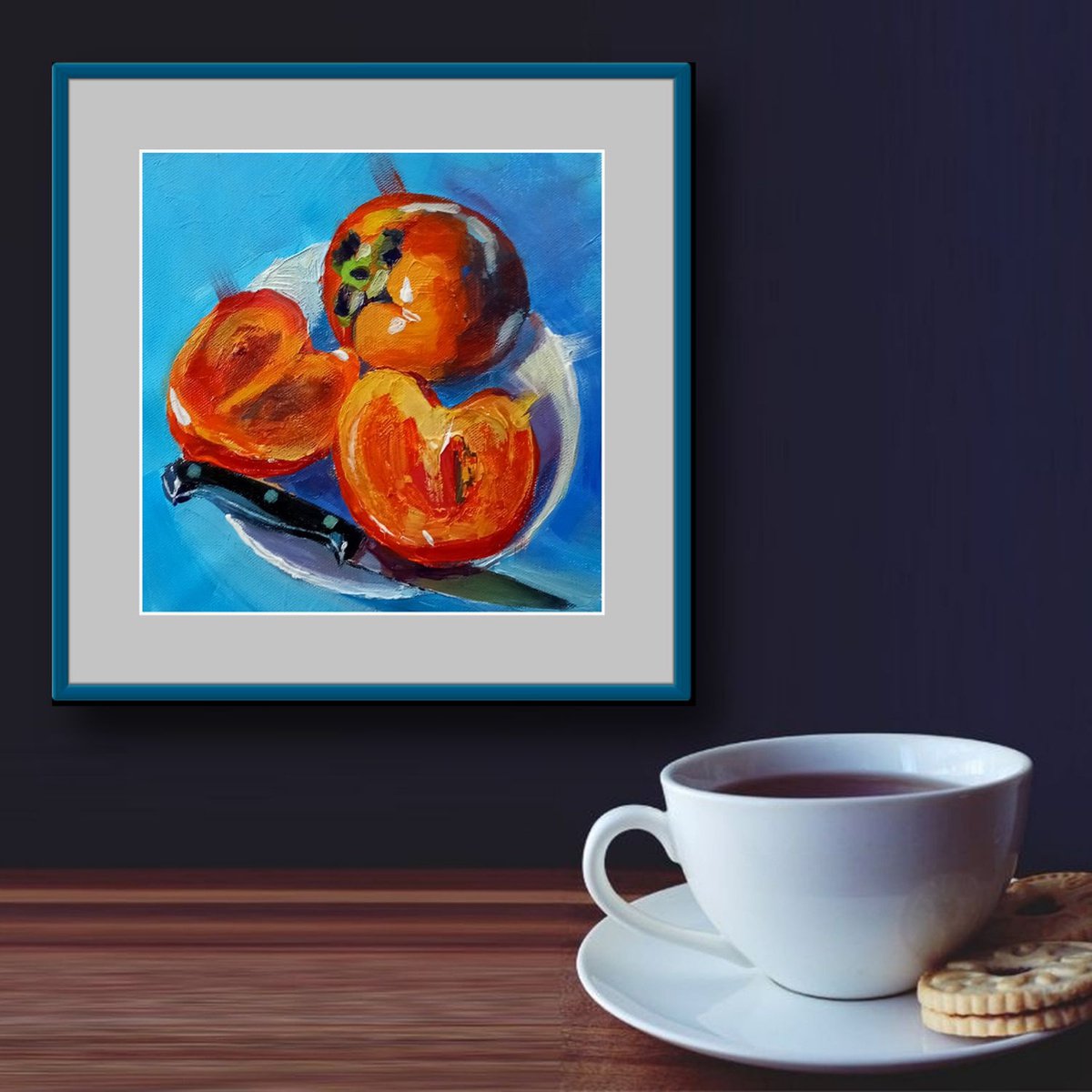 ’JUICY PERSIMMONS’ - Small Acrylic Painting on Panel by Ion Sheremet