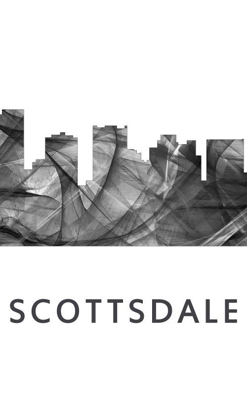 Scottsdale Arizona Skyline WB BW by Marlene Watson