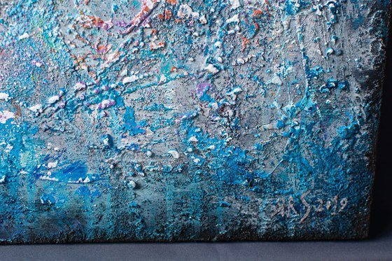 TURQUOISE DREAM (Heavy texture Palette knife Original Abstract Painting)