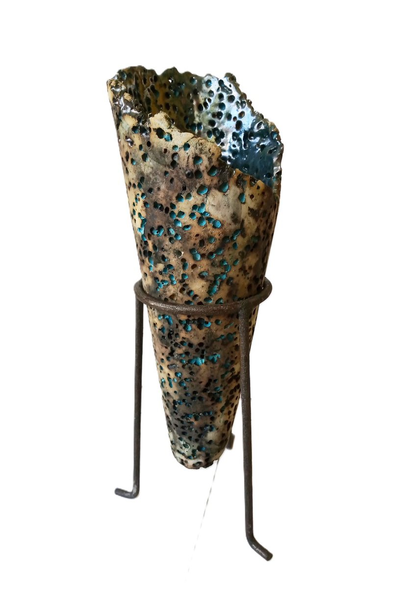 Expressive Still Life Clay Sculpture By Rossitza Trendafilova, 4 X 13", "Ewer", Original Artwork