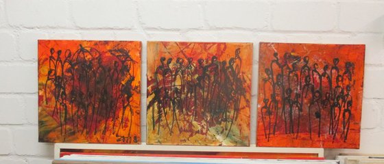 abstract people burning red 3 x  15,7 x 15,7 inch