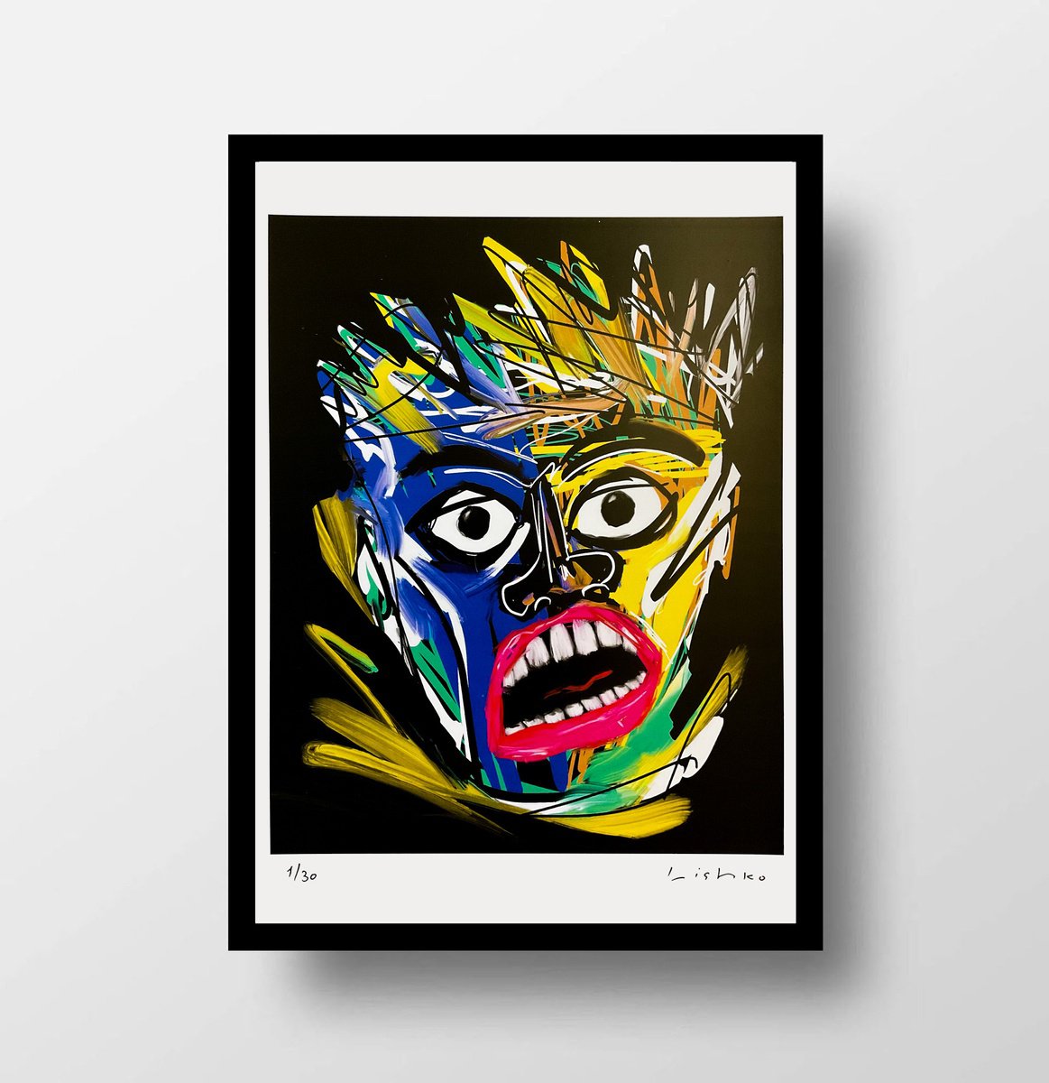 Expressive Portrait Giclee Print By V. Lishko, 8 X 12", Portrait, Original Artwork