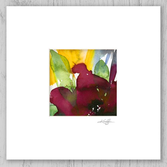 Abstract Florals Collection 11 - 3 Flower Paintings in mats by Kathy Morton Stanion