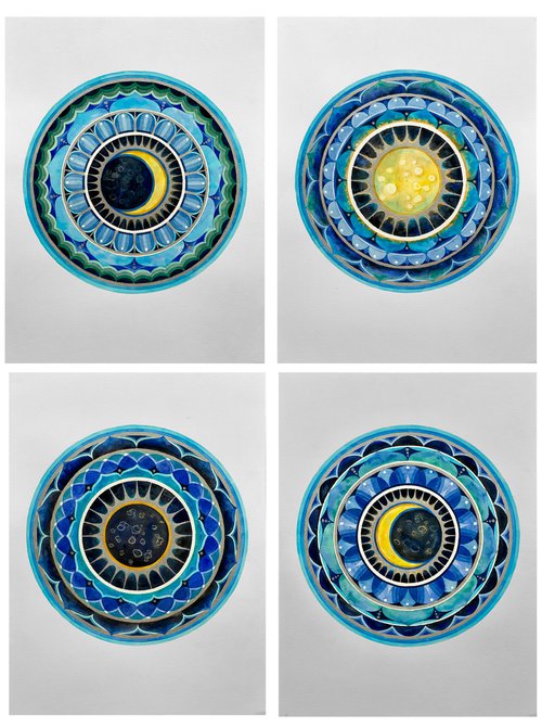 Mandala "Shine Collection, Moon" (Quadriptych) by Diana Titova