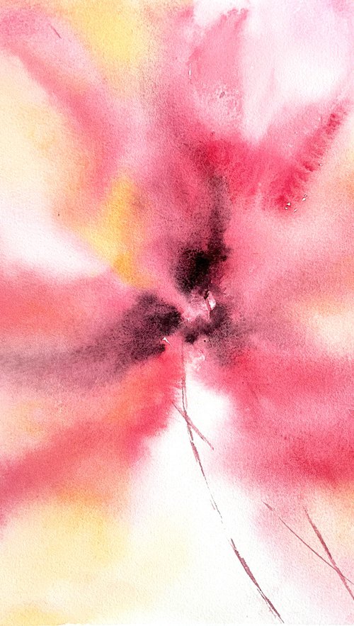 Pink abstract flowers by Olga Grigo