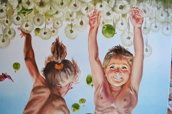 Dandelion Sky: Copy of Iryna Protsenko's Painting "Happy Who Falls Head Down..."