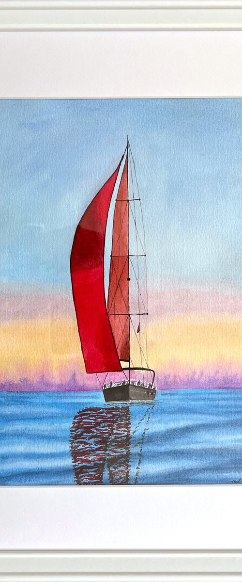 Scarlet sailboat by Tetiana Kovalova