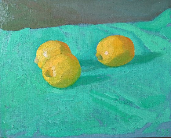 Lemons on a Mint Background.