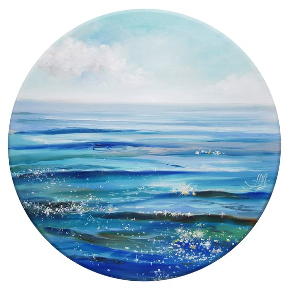 Sea painting on canvas, Seascape oil painting