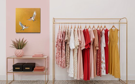 Two Swallows on Gold