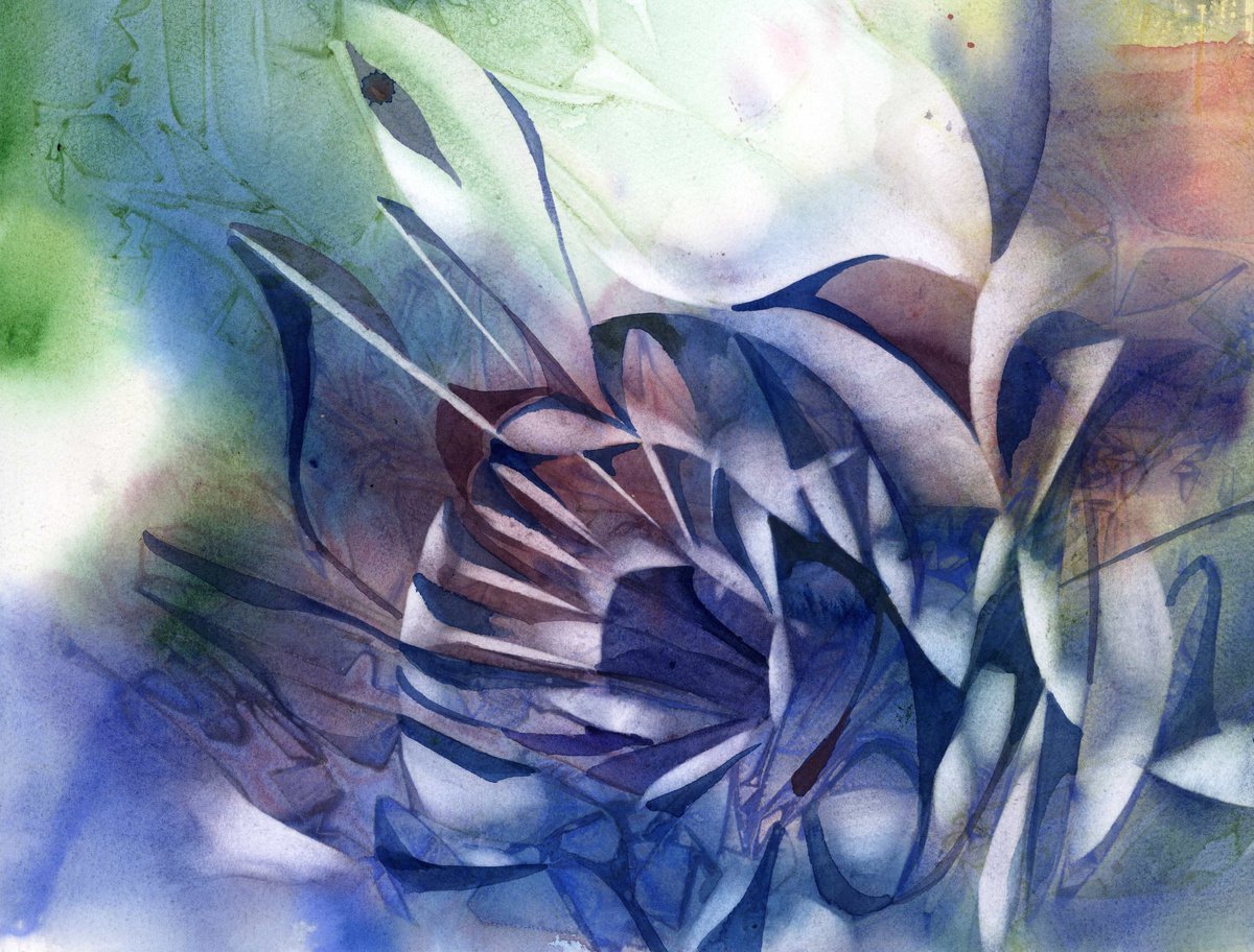 floral abstraction watercolor by Alfred Ng