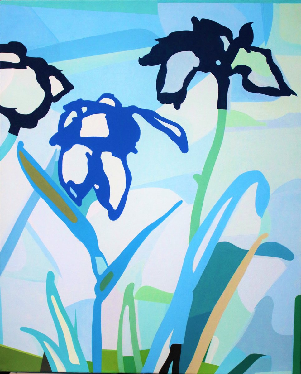 Impressionistic Botanical Acrylic Painting By Vast Swamp, 21 X 26", Flowers, Original Artwork