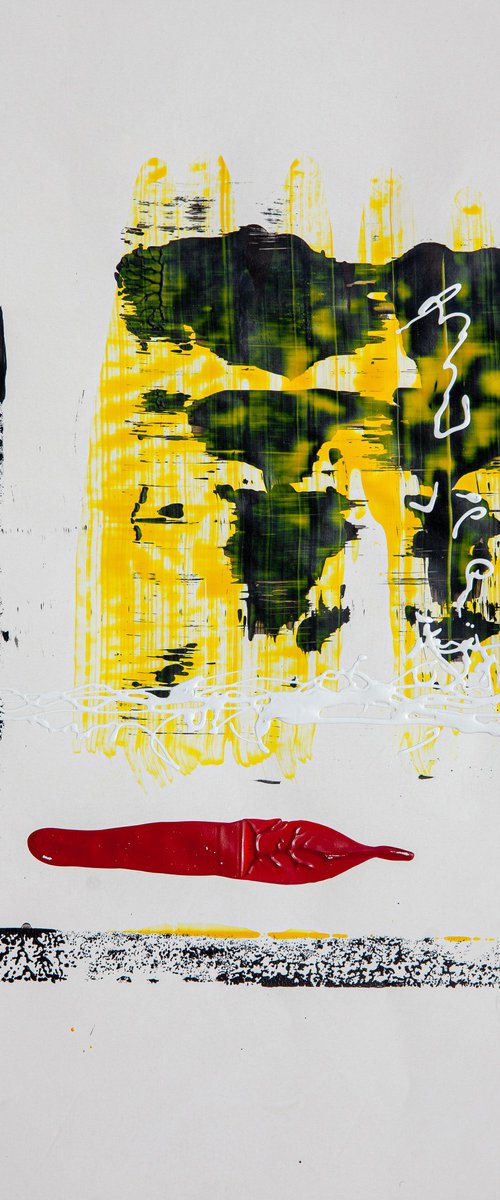 Composition of yellow and black with the addition of red by Evgenia Muzheva