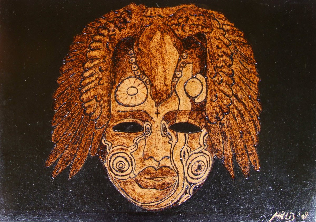 Expressive Still Life Painting By Milis Pyrography, 12 X 9", Hidden Spirit, Original Artwork