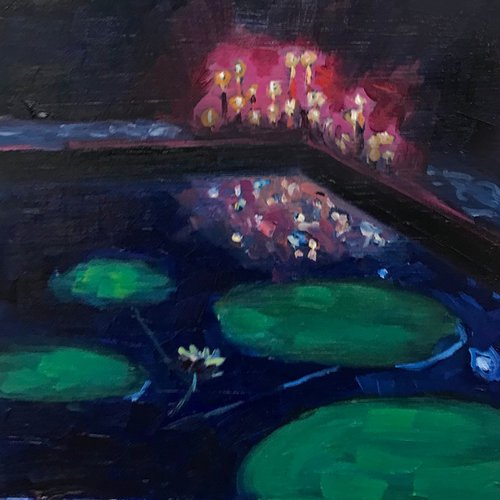 Water lilies and candles by Joe Mcdonald