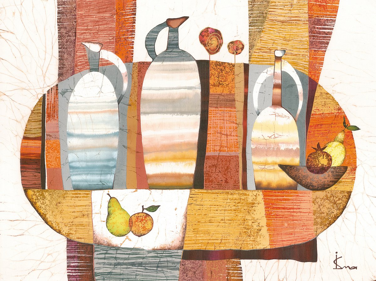 Organic Still Life Acrylic Painting By Julia Ismambetova, 30 X 24", Orange Still Life, Original Artwork