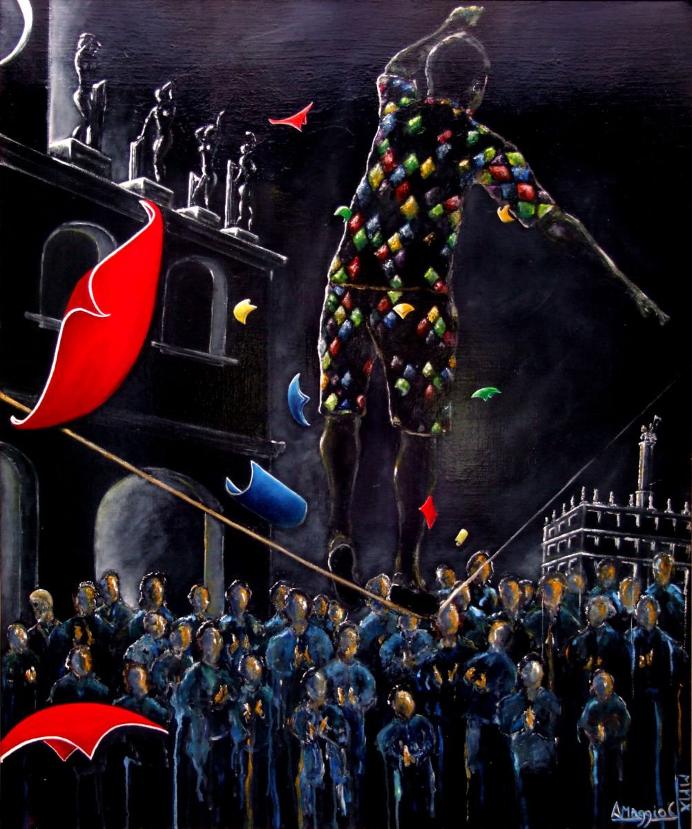 Surrealistic Portrait Oil Painting By Antonio Maggio Carluccio, 39 X 47, L