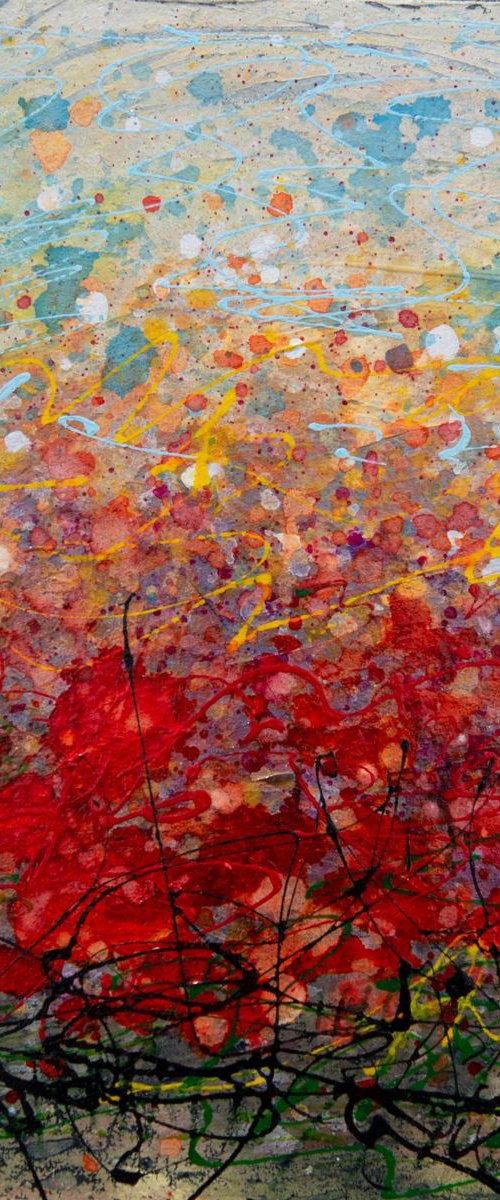 Among the Poppies Abstract 12" X 12" original painting by Olena Art by Lena Owens at OLena Art