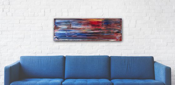 "If You Cut Me I Bleed" - Original PMS Abstract Oil Painting On Canvas - 36" x 12"