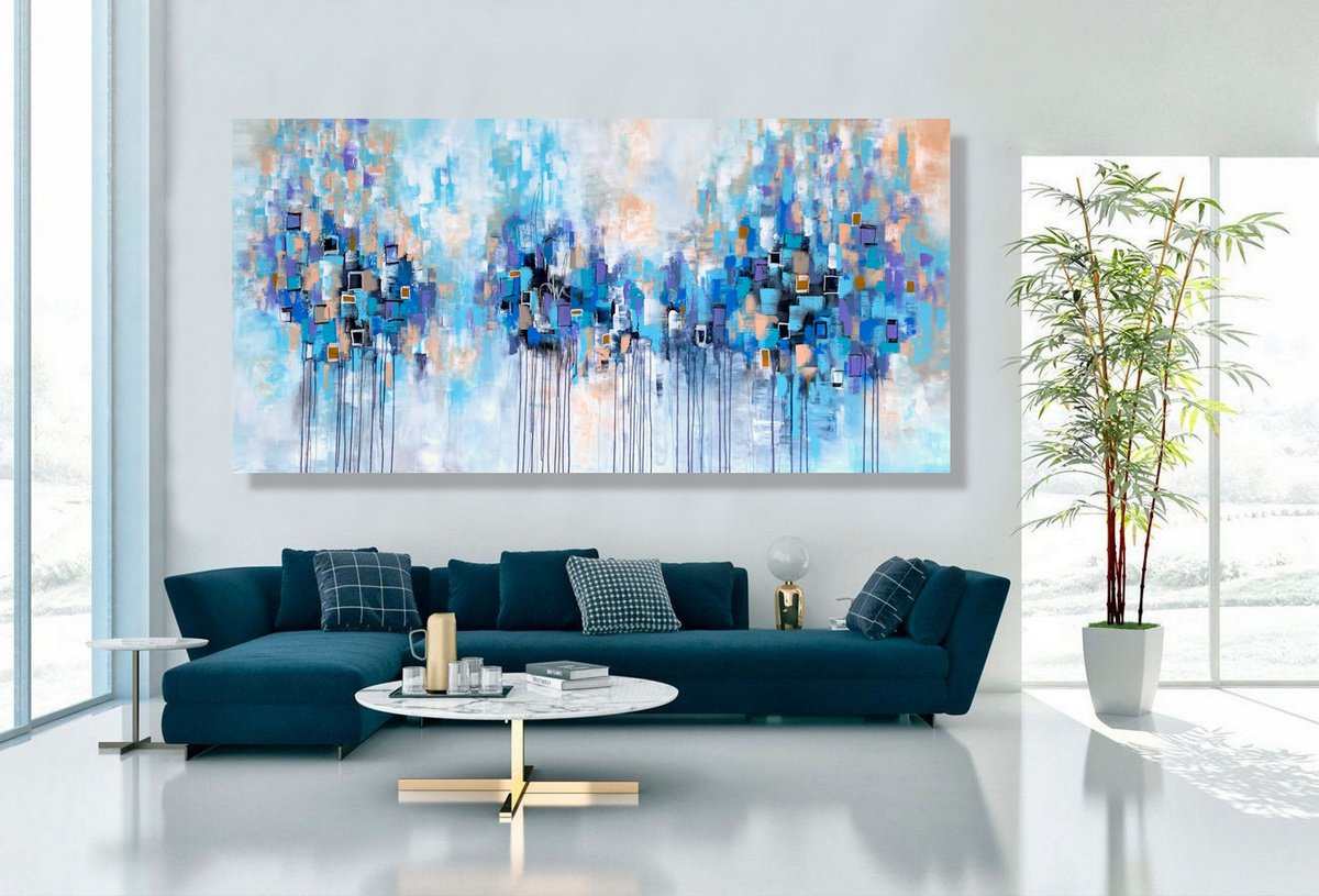 Abstract Acrylic Painting By Julijana Ravbar, 79 X 39", Believe, Original Artwork