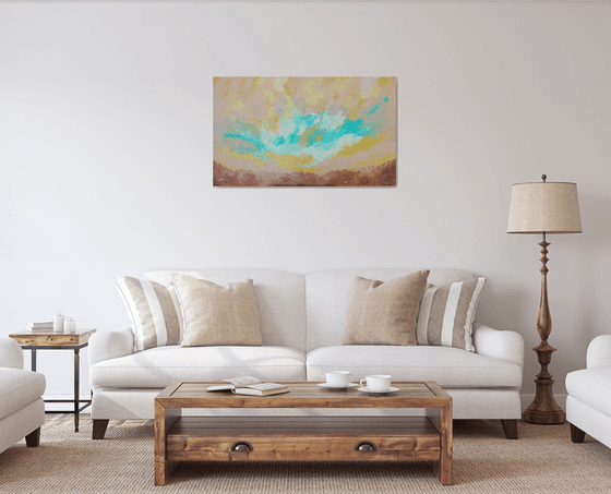 Fulfillment -  between earth and sky; large, colorful abstract; earth colors; home, office decor; gift idea