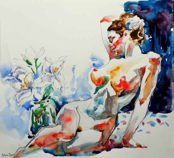 Nude with Lilies