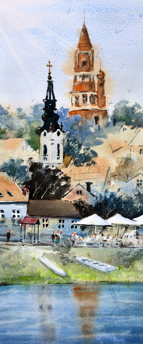 Dunavski kej Zemun 17x36cm 2022 by Nenad Kojić watercolorist