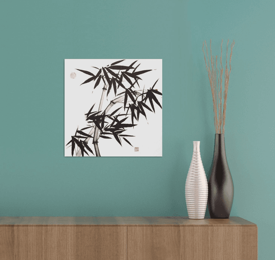 Two Bamboos with a Red Ladybug