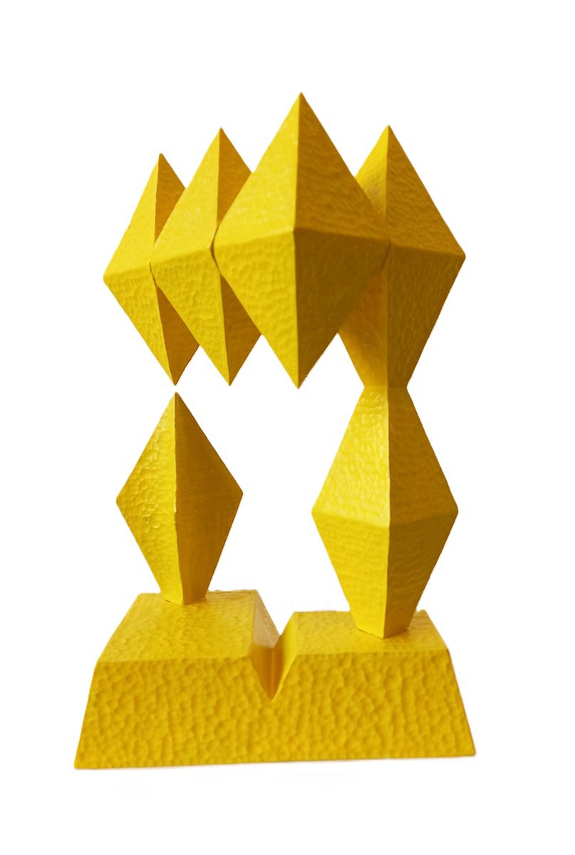 Geometric Abstract Wood Sculpture By Nikola Tsvetanov, 9 X 12", "Octahedral Stoichiometry", Original Artwork