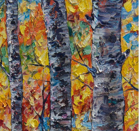 Amber Forest oil painting with palette knife