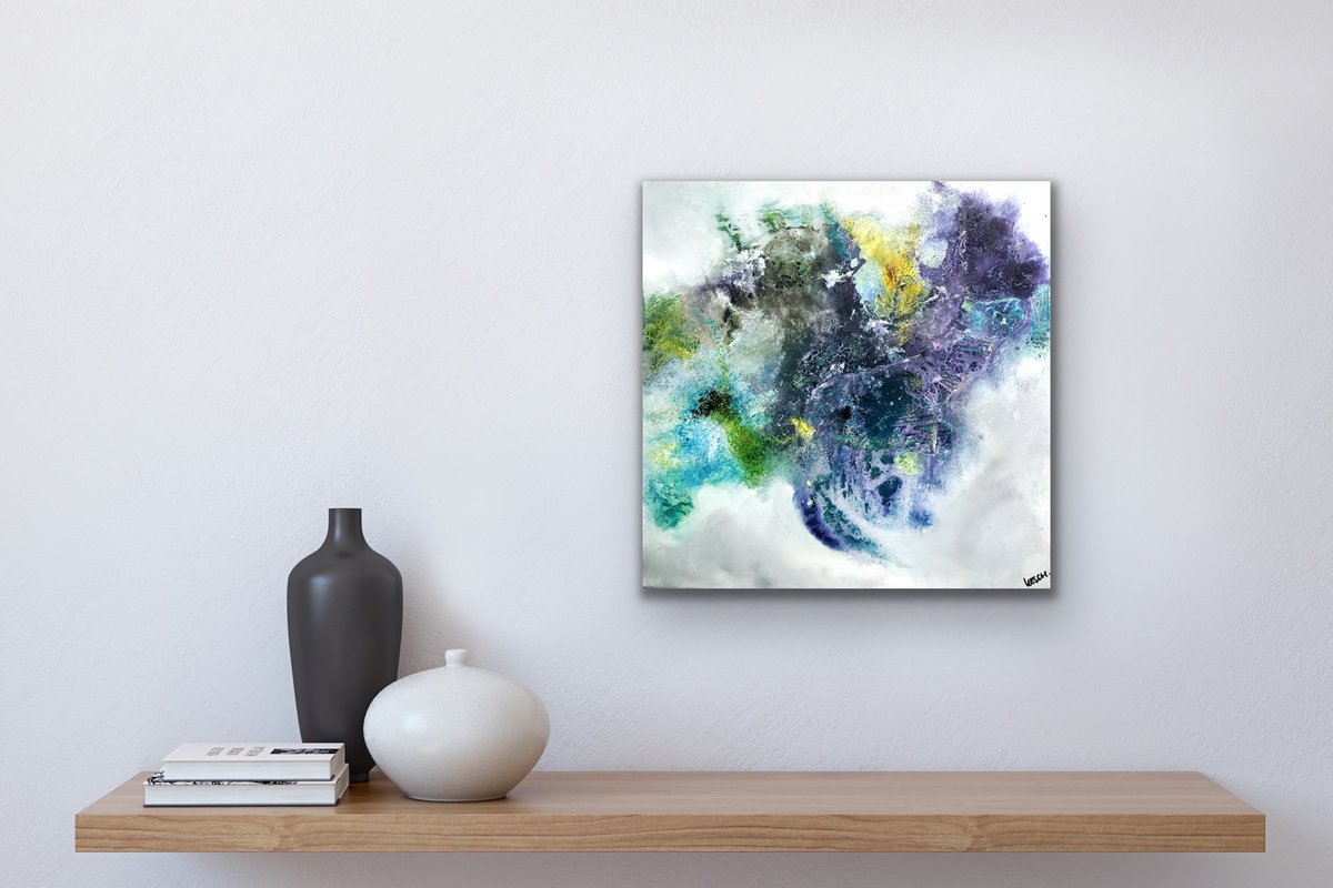 Cosmos I I 50 x 50 cm I abstract natural landscape I structure painting I square by Kirsten Schankweiler