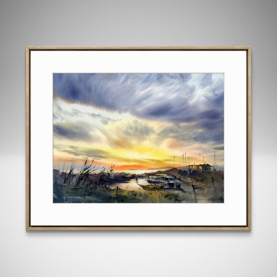 Boats on the pier Sunset #4