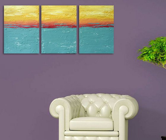 Turquoise Flats 3 panel canvas