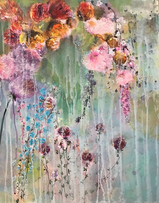 Impressionistic flowers floral painting