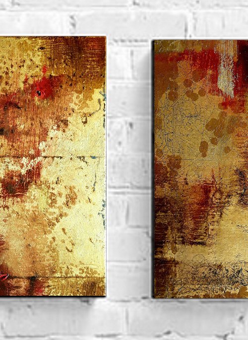 Gold abstract painting  #0014 by Olena Topliss
