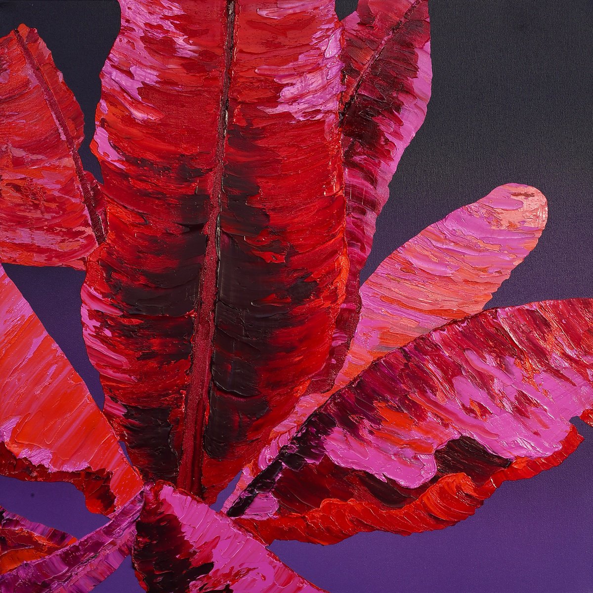 Illustrative Landscape Oil Painting By Dominic Virtosu, 24 X 24, Banana Sunset, Original Artwork