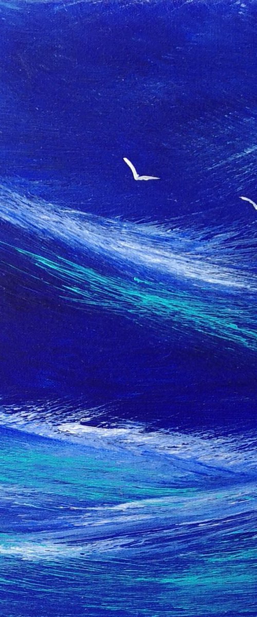 Seascape Blue 1, coast, seascape, blue, small, gorgeous by Mel Graham