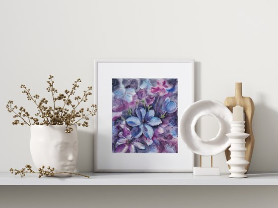 Anemones - purple flower, original watercolor