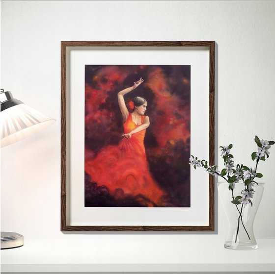 COMMISSION ART - Flamenco Dancer in Red Dress #2