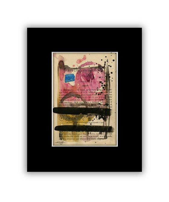 Abstract on Antique Book Page - Abstract Watercolor Painting