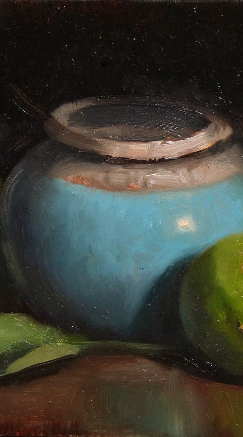 Limes and a Blue Pot by Pascal Giroud