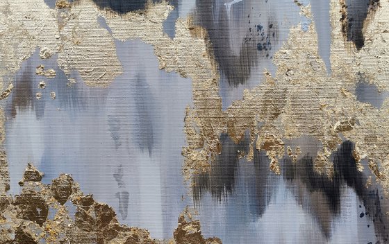 Extra large Abstract painting, Gold Leaf wall art