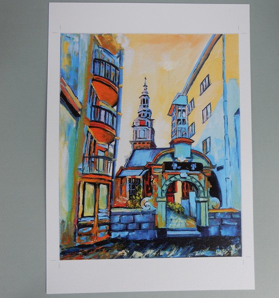 Sint Antoniesbreestraat. Streets scene in Amsterdam.  Cityscape 50x40cm.